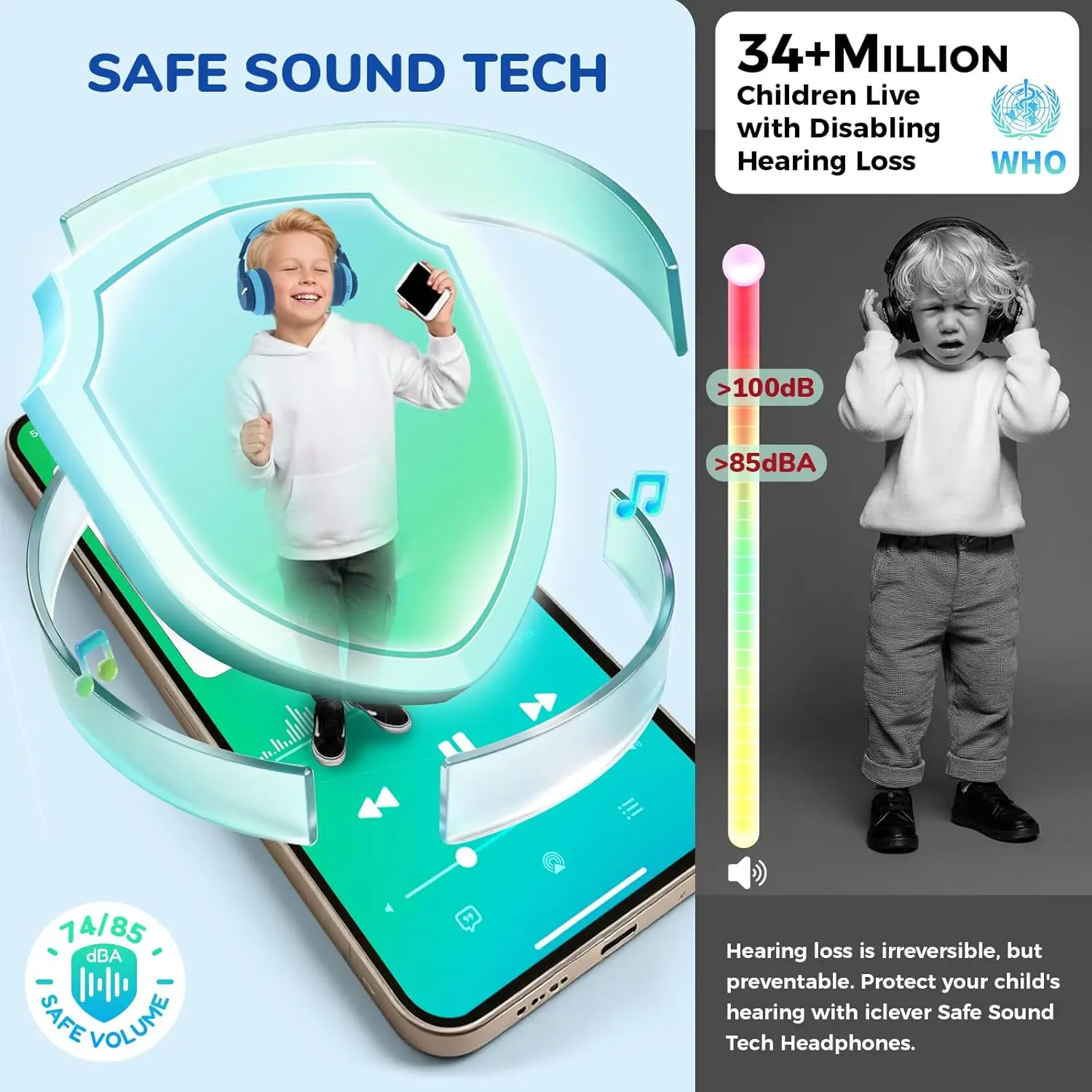 iClever BTH12 Kids Bluetooth H - огляд і ціна Anc Wireless Over Ear Headphones